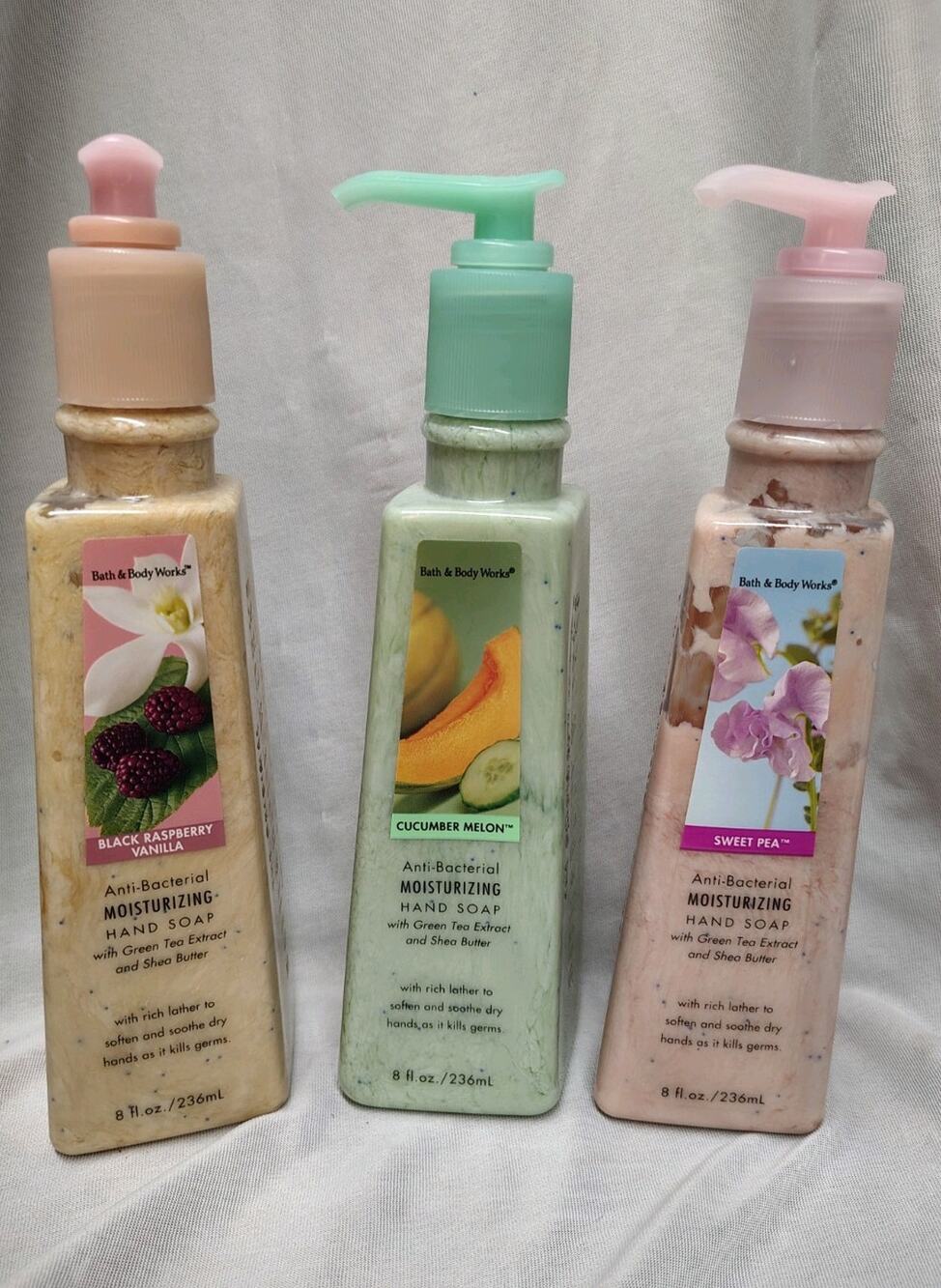 3 Vtg Bath And Body Works Cucumber Melon Anti-bacterial Moisturizing Hand Soap